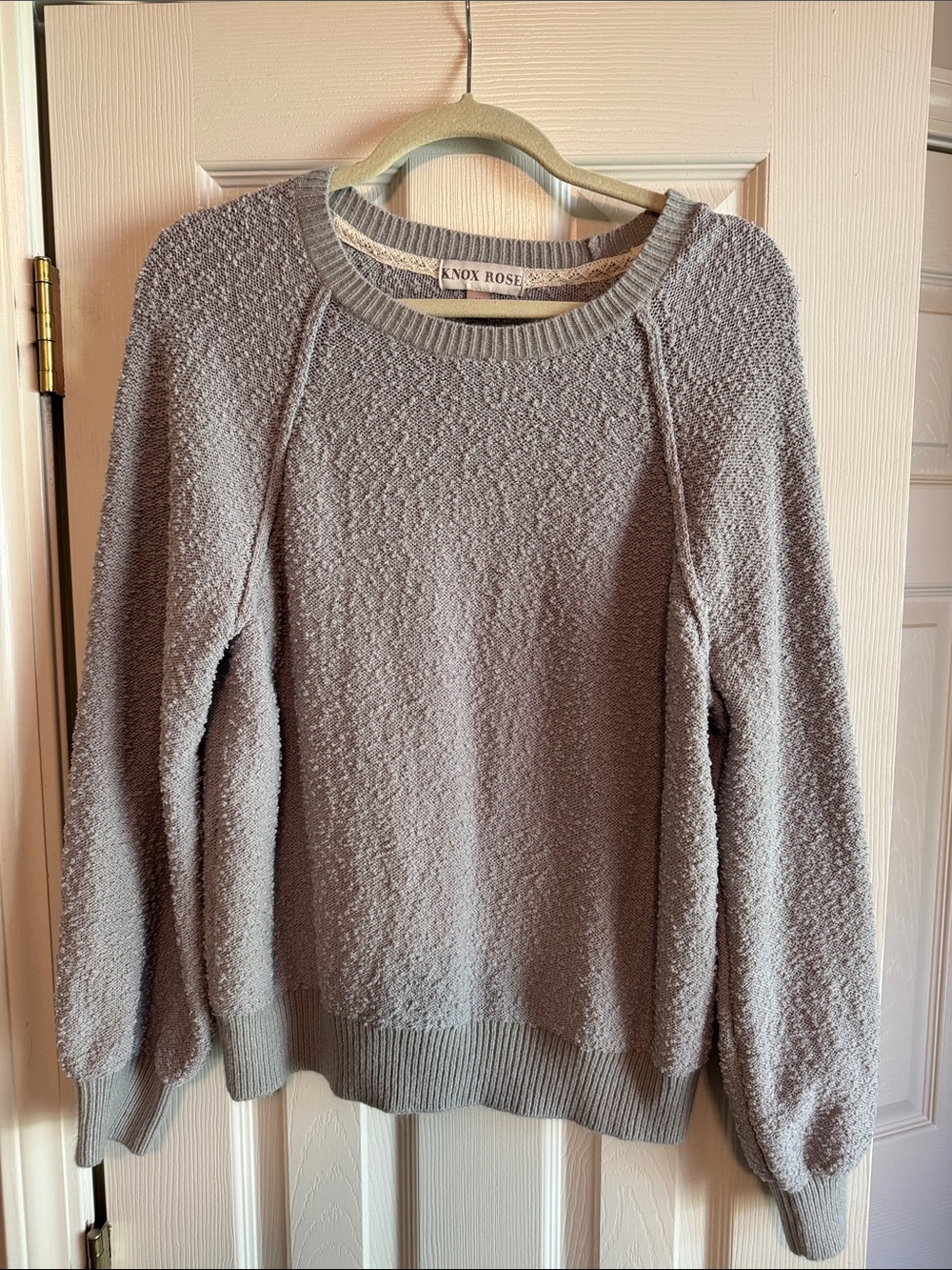 Knox Rose Heather Gray Textured Crewneck Sweater